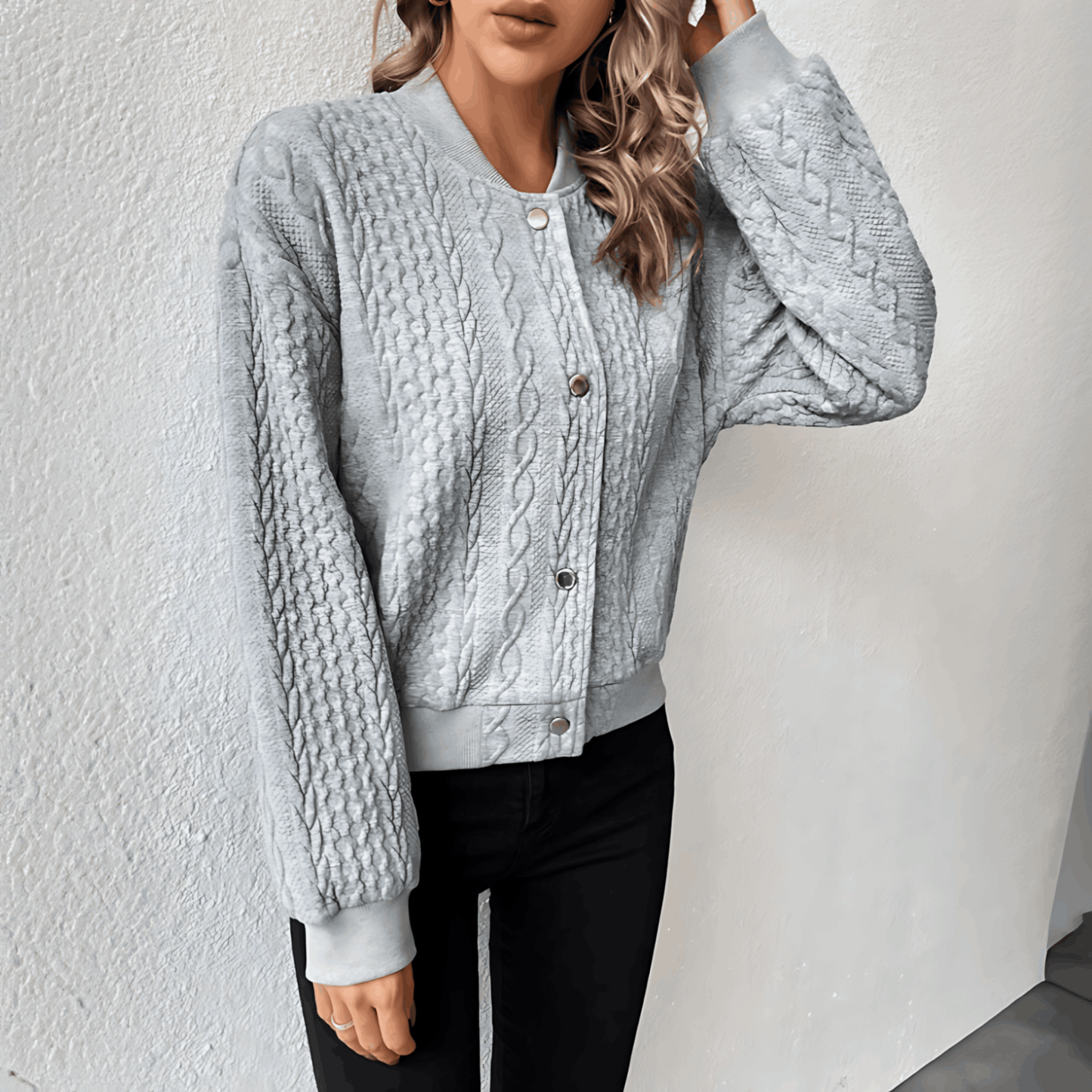 Elarova | Strickjacke im Bomberjacken-Stil mit Knöpfen für Damen