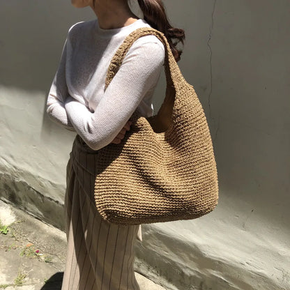 Elarova | Strohtasche Geflochtene Tasche Leicht & Strapazierfähig Lässige Sommertasche
