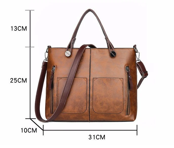 Elarova | Strukturierte Lederhandtasche mit zwei Fächern für Damen