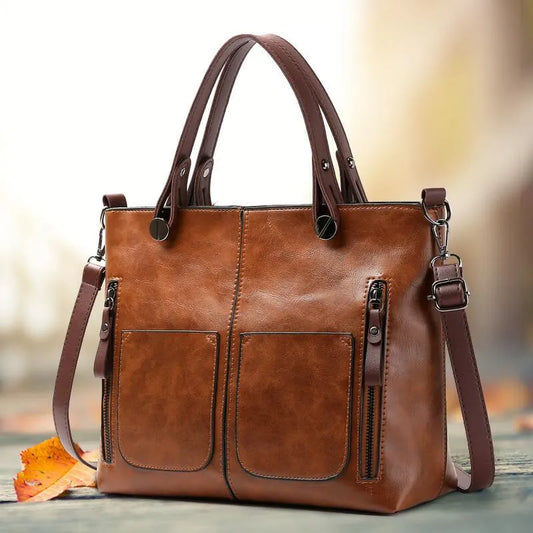 Damen Lederhandtasche Strukturiert 2-Fächer - Norvielle