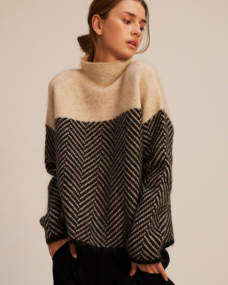 Elarova | Stylischer Pullover mit hohem Kragen