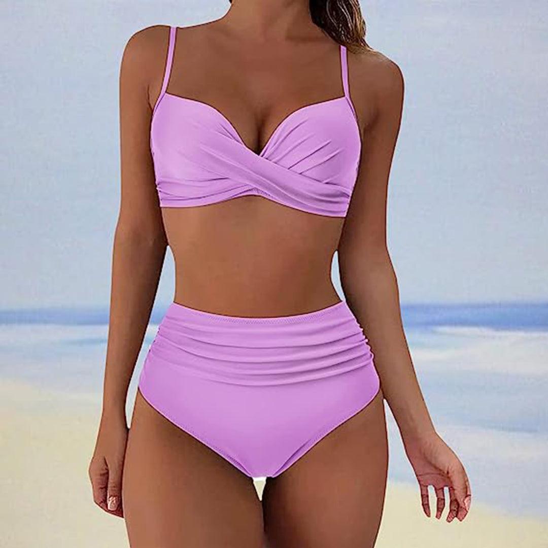 Elarova | Stylischer gepolsterter High-Waist-Bikini | Klassischer zweiteiliger Badeanzug mit hoher Taille für Damen