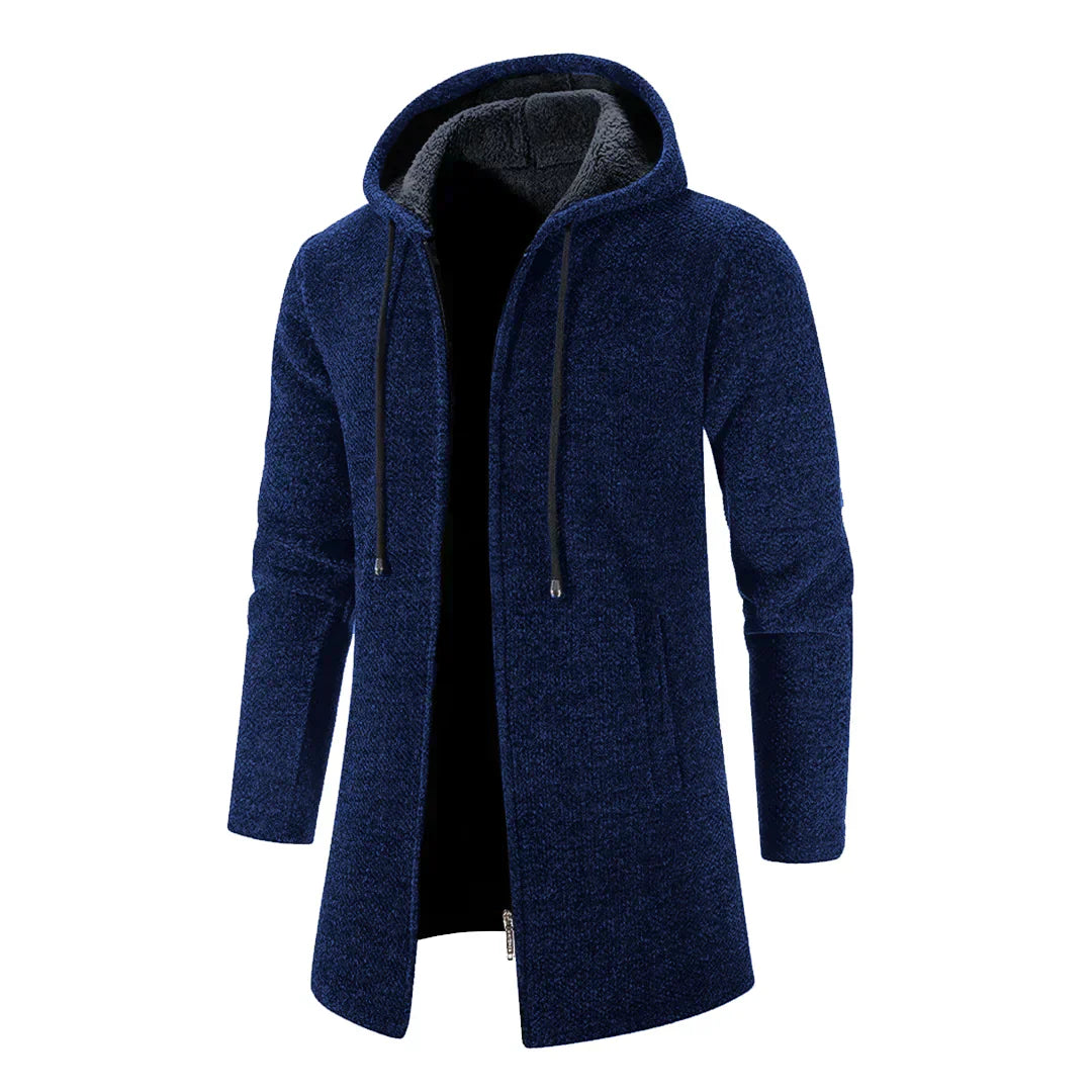 Elarova | Stylischer langer Cardigan aus Wollmischung mit Kapuze