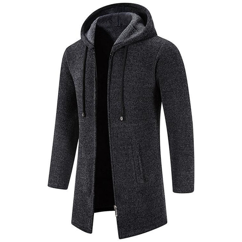 Elarova | Stylischer langer Cardigan aus Wollmischung mit Kapuze