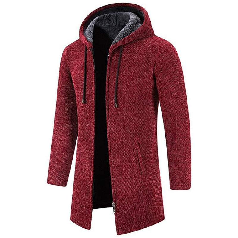 Elarova | Stylischer langer Cardigan aus Wollmischung mit Kapuze