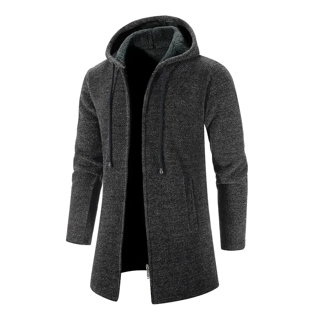 Norvielle Damen Cardigan Wollmischung Kapuze Lang - Norvielle