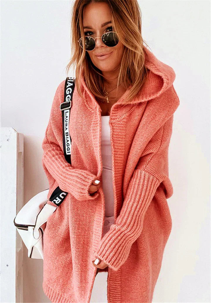 Elarova | Superweiche Gestrickte Strickjacke Mit Taschen Und Kapuze Für Damen