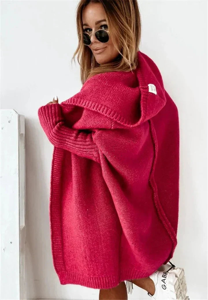 Elarova | Superweiche Gestrickte Strickjacke Mit Taschen Und Kapuze Für Damen