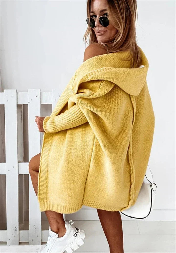 Elarova | Superweiche Gestrickte Strickjacke Mit Taschen Und Kapuze Für Damen