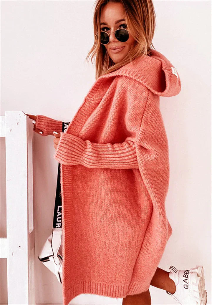 Elarova | Superweiche Gestrickte Strickjacke Mit Taschen Und Kapuze Für Damen