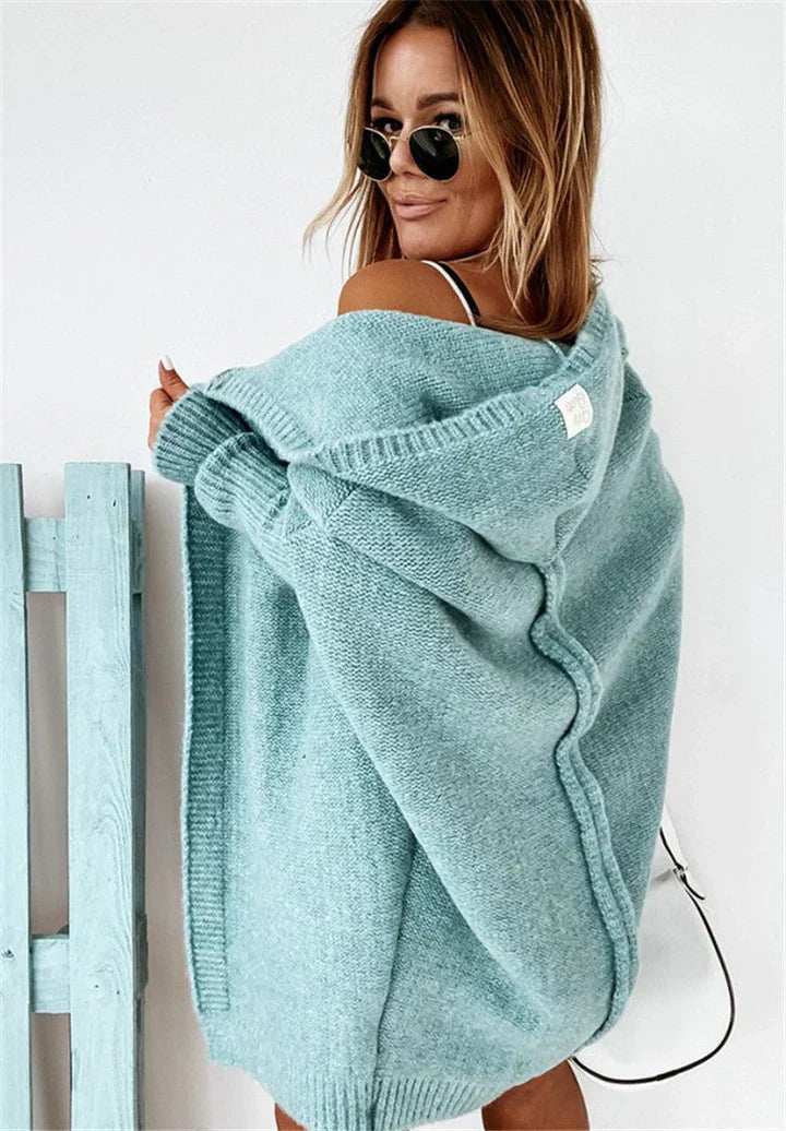Elarova | Superweiche Gestrickte Strickjacke Mit Taschen Und Kapuze Für Damen