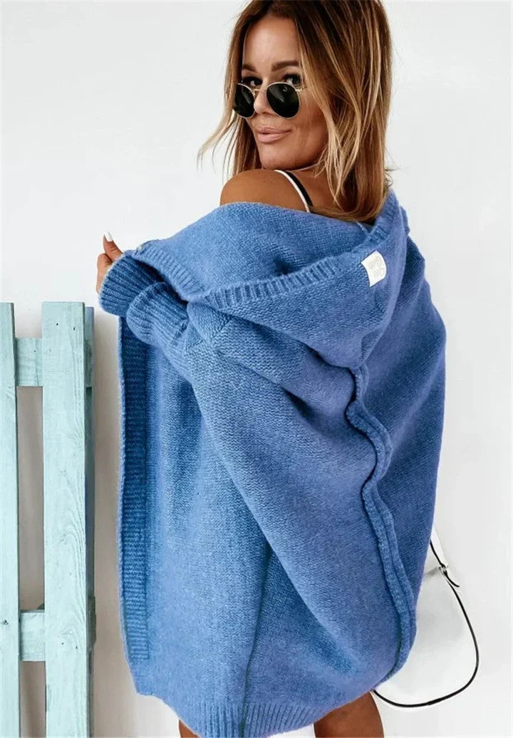 Damen Strickjacke Superweich Mit Taschen Und Kapuze - Norvielle