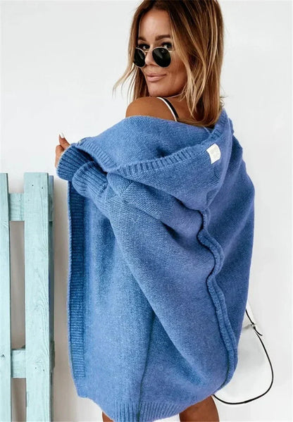 Damen Strickjacke Superweich Mit Taschen Und Kapuze - Norvielle
