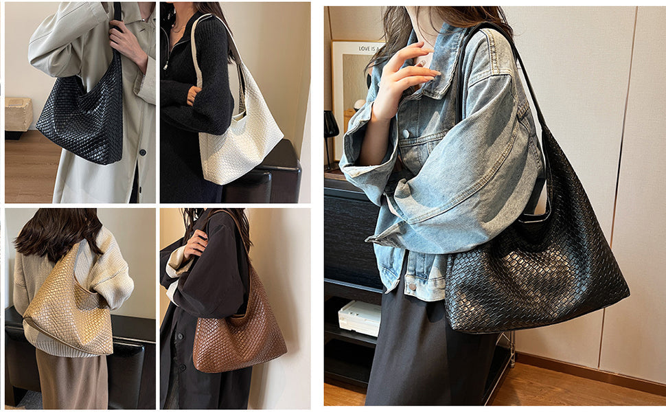 Elarova | Tasche Vegan Leder Alltag Gewebte Tasche Schultertasche