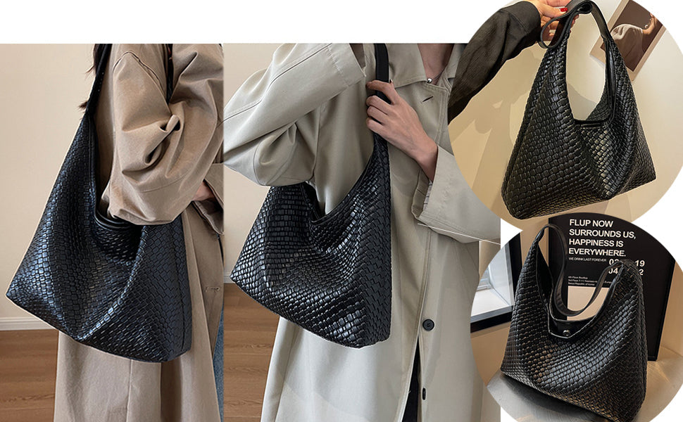 Elarova | Tasche Vegan Leder Alltag Gewebte Tasche Schultertasche