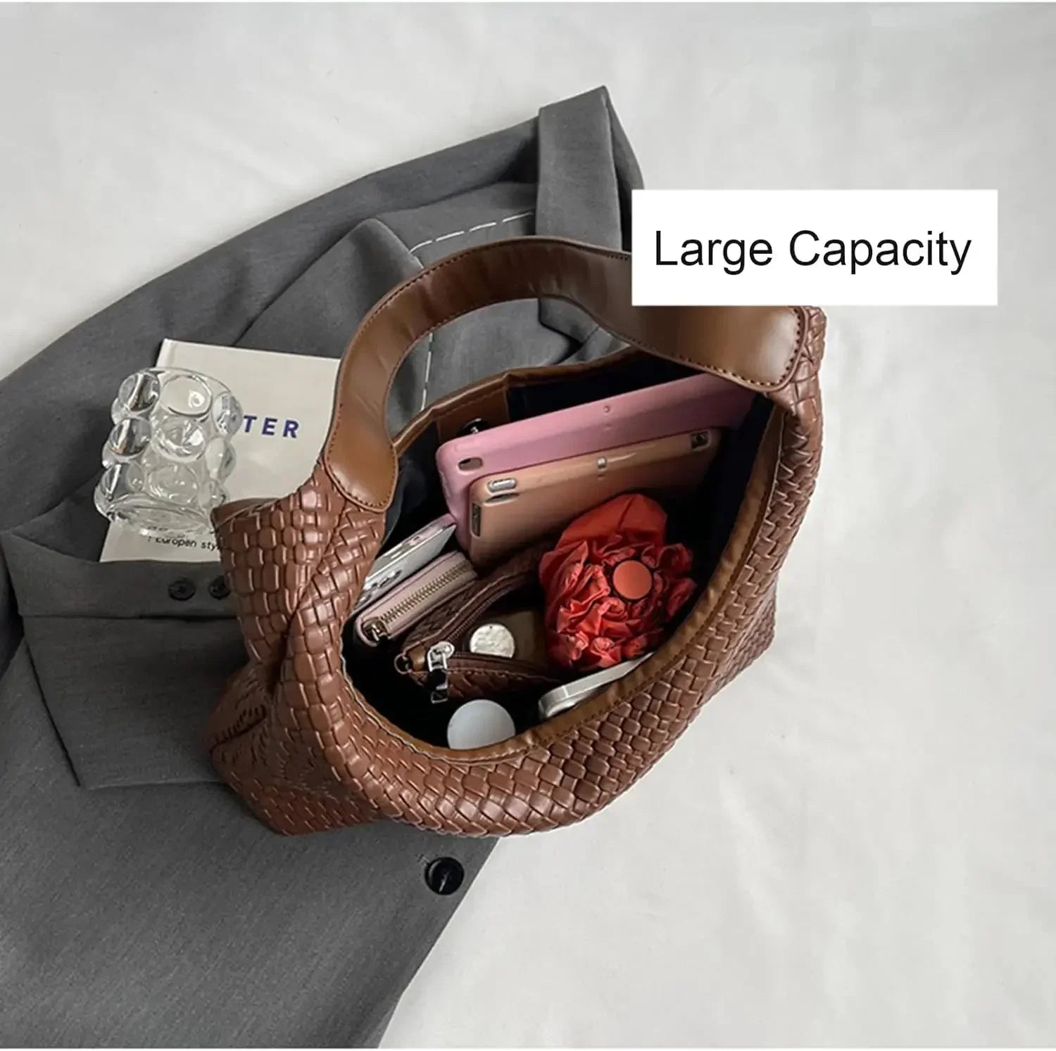 Elarova | Tasche Vegan Leder Alltag Gewebte Tasche Schultertasche
