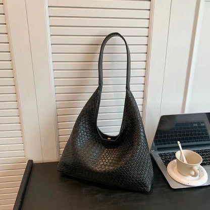 Vegan Leder Schultertasche Alltag Tasche Gewebt Braun - Norvielle