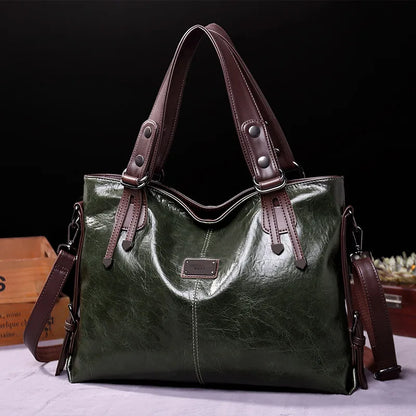 Norvielle Damen Ledertasche Schulterriemen Elegant Braun - Norvielle