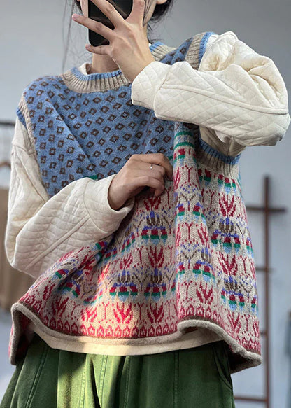 Elarova | Übergroße Print-Wollstrickweste