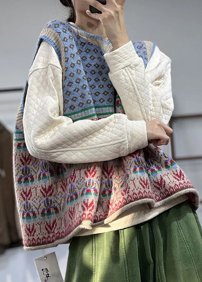 Elarova | Übergroße Print-Wollstrickweste