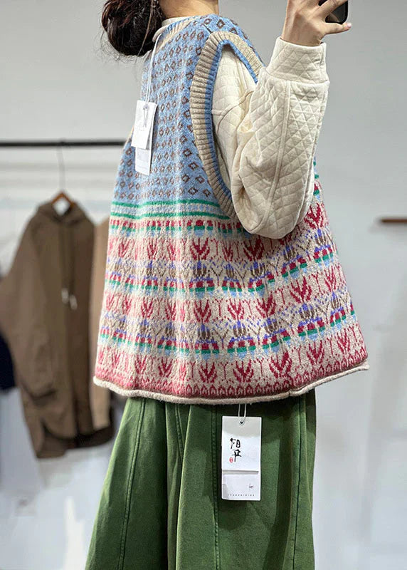 Elarova | Übergroße Print-Wollstrickweste