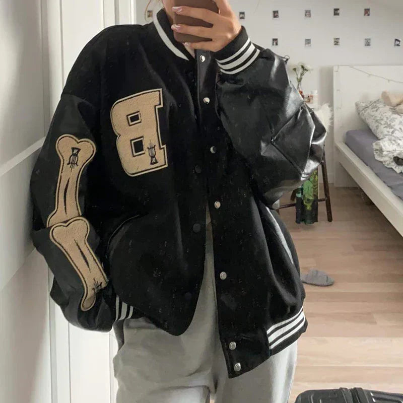 Elarova | Varsity Streetwear Bomberjacke mit bestickten Patches