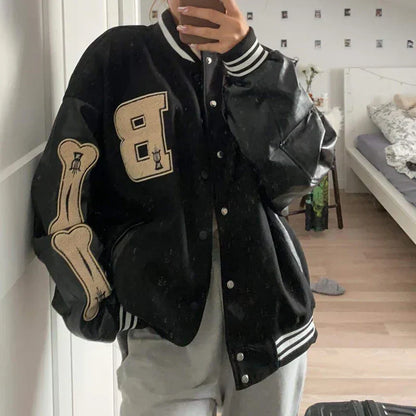 Elarova | Varsity Streetwear Bomberjacke mit bestickten Patches