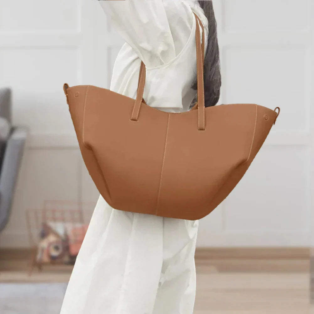 Elarova | Vintage Kunstleder Schultertasche Große Tragetasche