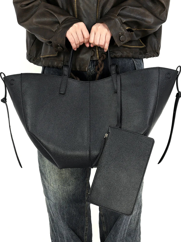 Elarova | Vintage Kunstleder Schultertasche Große Tragetasche