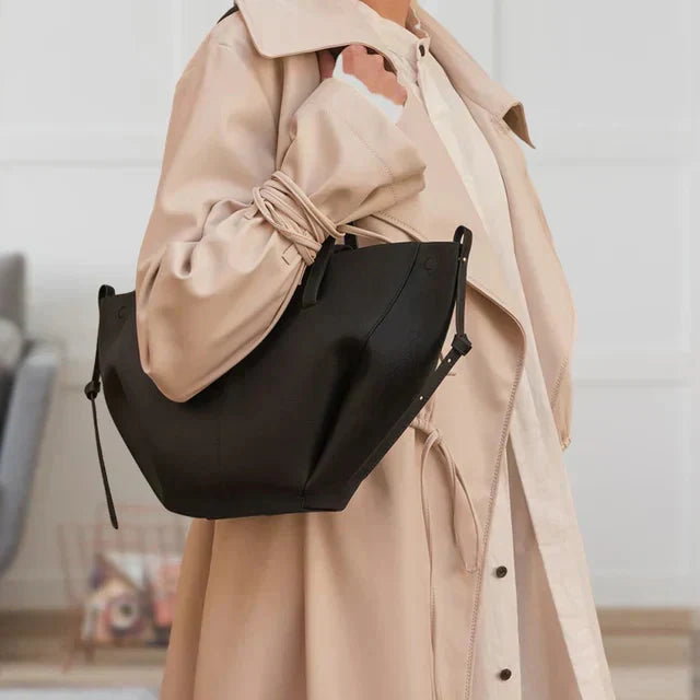 Elarova | Vintage Kunstleder Schultertasche Große Tragetasche