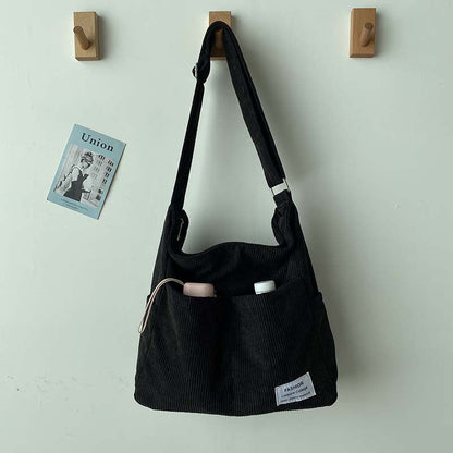 Elarova | Weite Corduroy Schultertasche