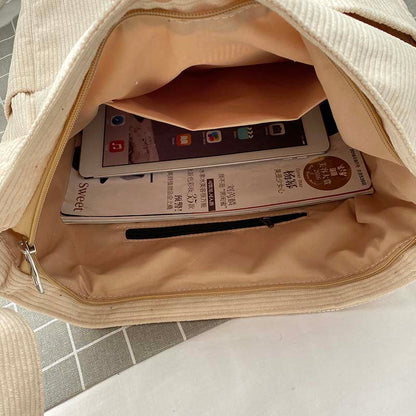Elarova | Weite Corduroy Schultertasche