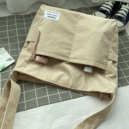 Elarova | Weite Corduroy Schultertasche
