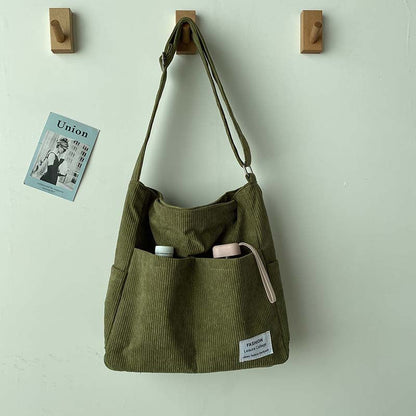 Norvielle Damen Corduroy Schultertasche Breit - Norvielle