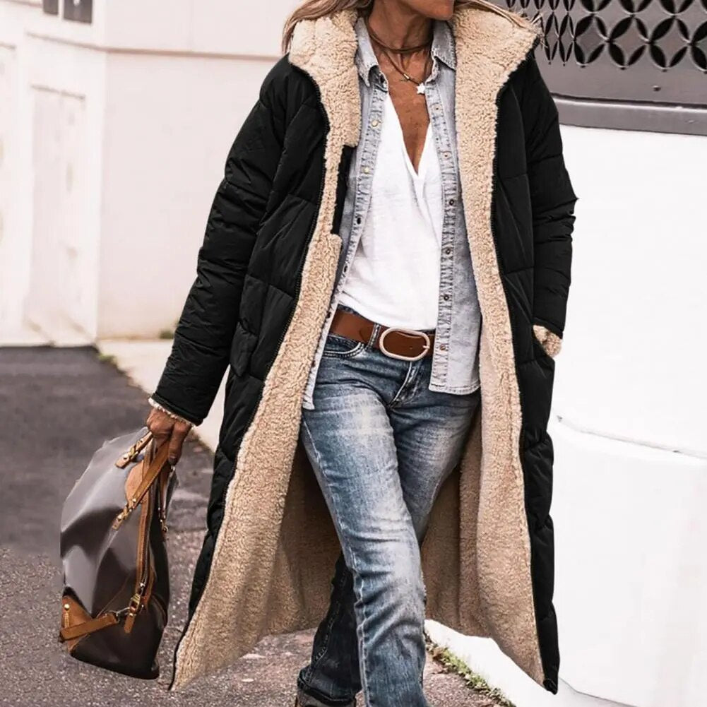 Elarova | Wendbare lange Pufferjacke (mit Kapuze)