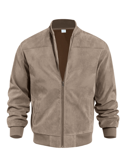 Elarova | Wildleder Retro Reißverschluss Herrenjacke Bomberjacke