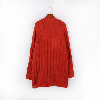 Elarova | Wollstrickjacke Damen Mit Zopfmuster Und Holzknöpfen, Lockere