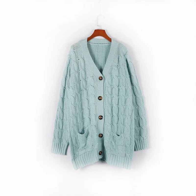 Elarova | Wollstrickjacke Damen Mit Zopfmuster Und Holzknöpfen, Lockere