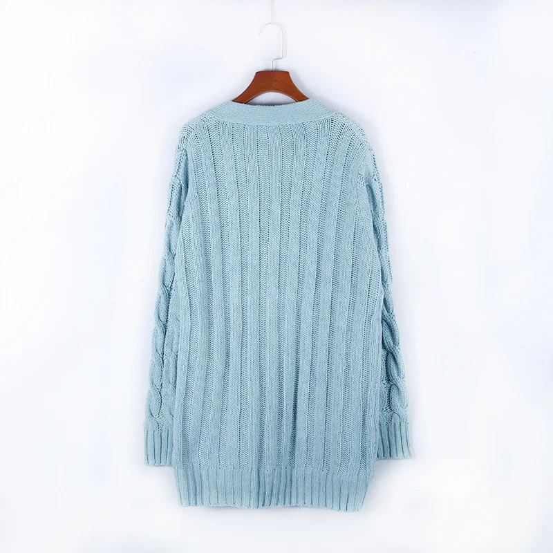 Elarova | Wollstrickjacke Damen Mit Zopfmuster Und Holzknöpfen, Lockere