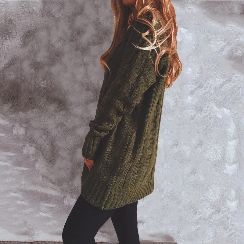Elarova | Wollstrickjacke Damen Mit Zopfmuster Und Holzknöpfen, Lockere