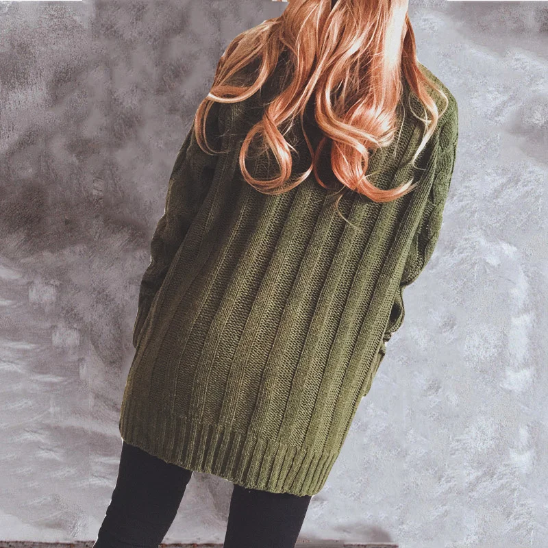 Elarova | Wollstrickjacke Damen Mit Zopfmuster Und Holzknöpfen, Lockere