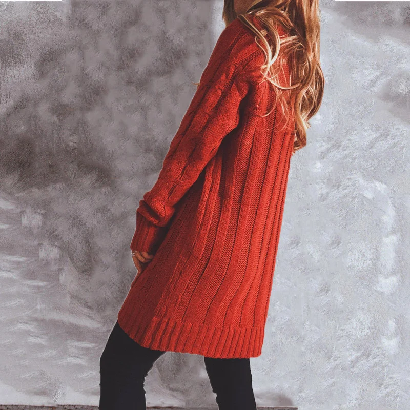 Elarova | Wollstrickjacke Damen Mit Zopfmuster Und Holzknöpfen, Lockere