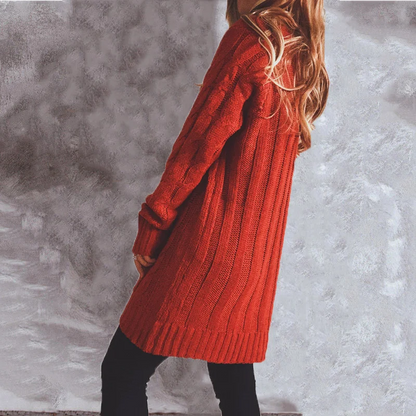 Elarova | Wollstrickjacke Damen Mit Zopfmuster Und Holzknöpfen, Lockere