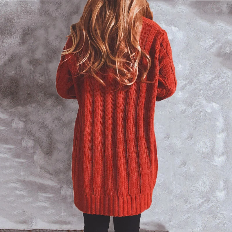 Elarova | Wollstrickjacke Damen Mit Zopfmuster Und Holzknöpfen, Lockere