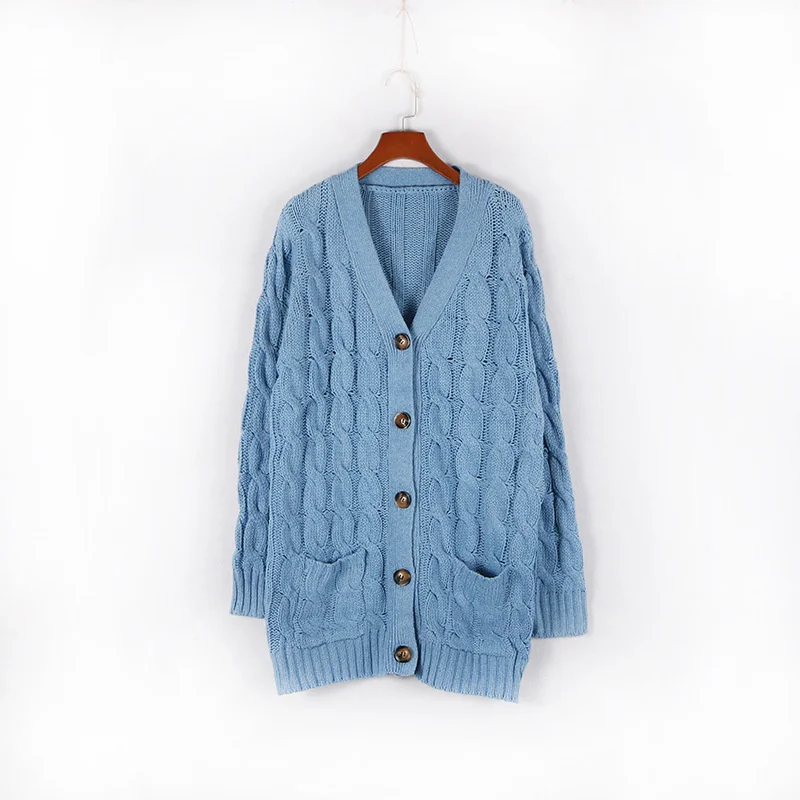 Elarova | Wollstrickjacke Damen Mit Zopfmuster Und Holzknöpfen, Lockere