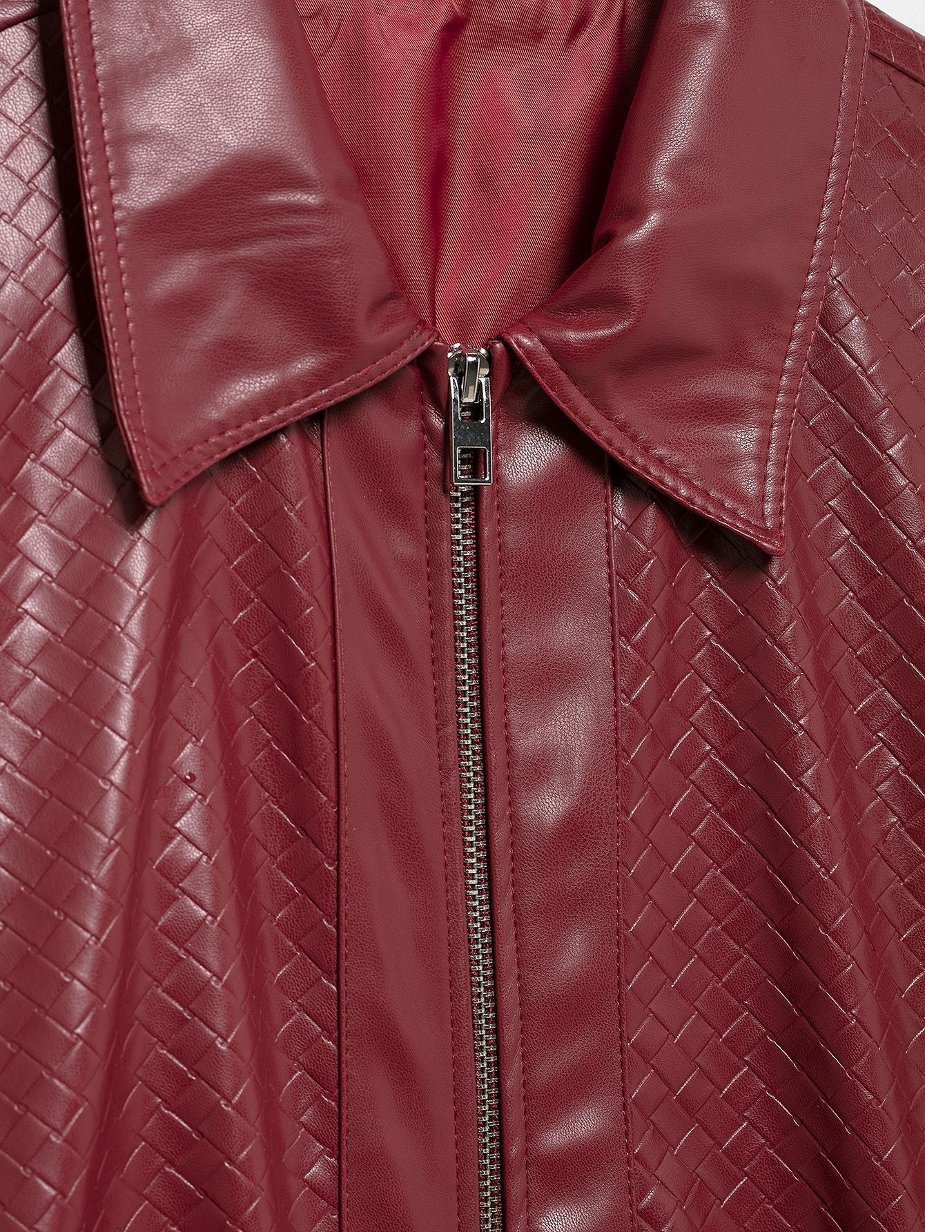 Elarova | Woven Faux Leder Bomberjacke