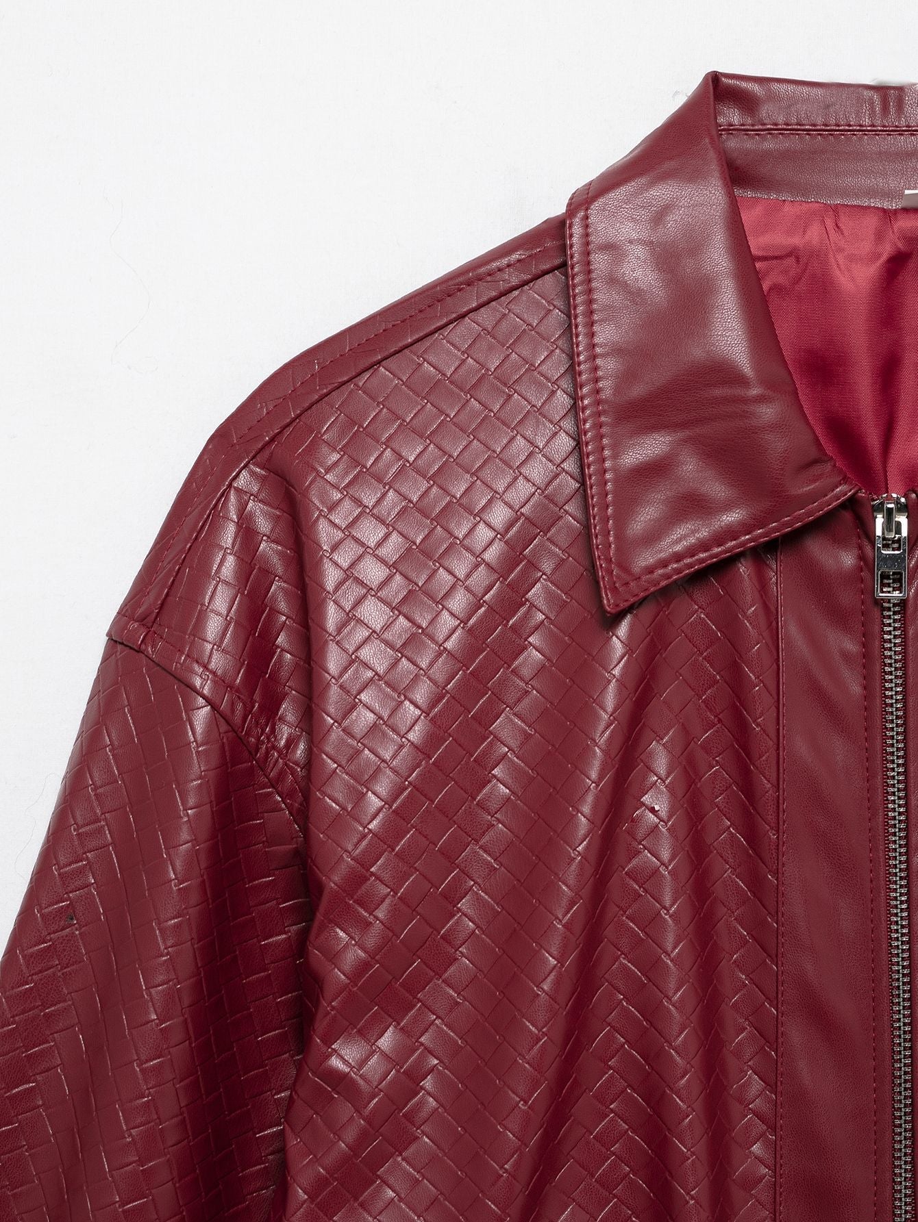 Elarova | Woven Faux Leder Bomberjacke