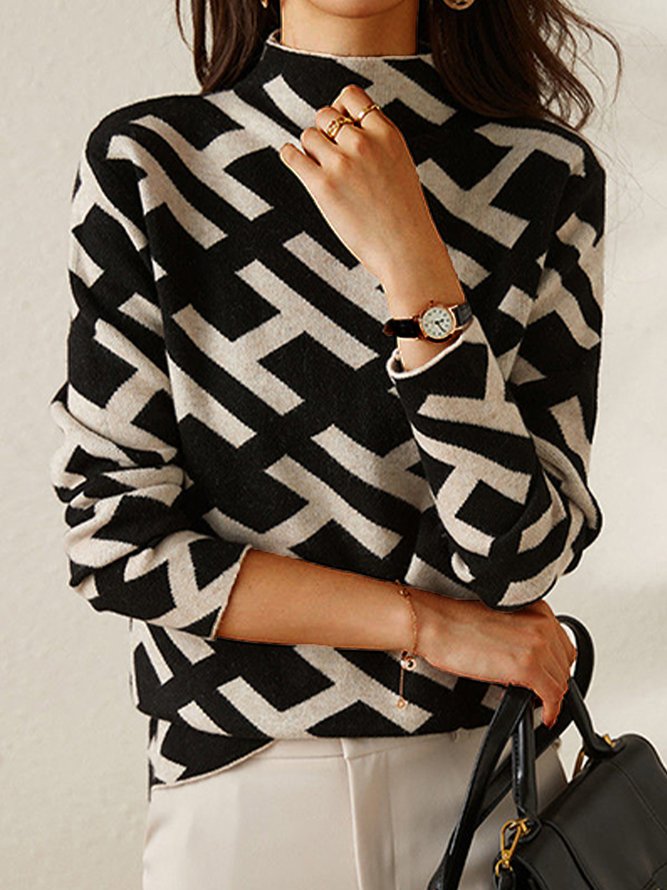 Norvielle Damen Geometrischer Pullover - Norvielle