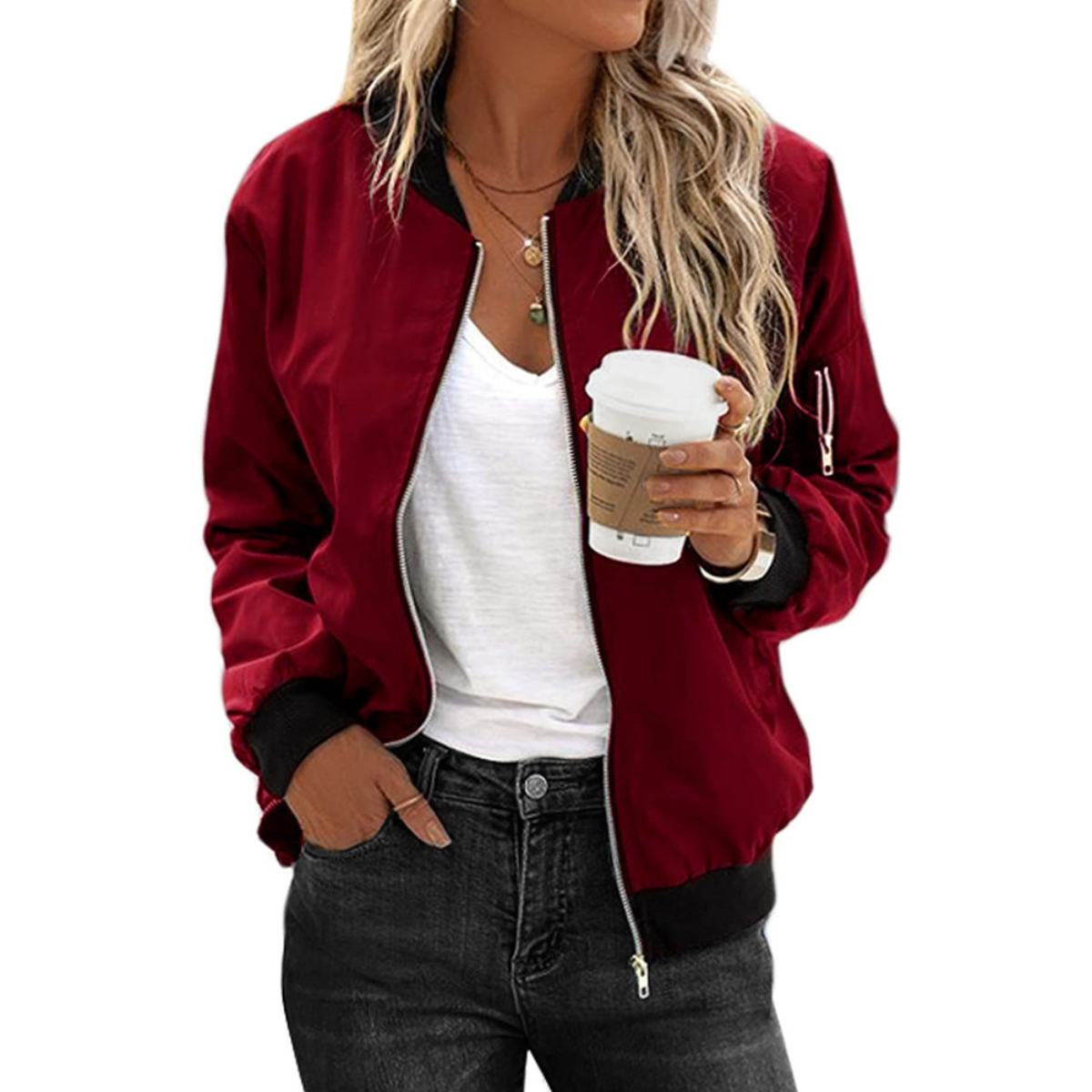 Elarova | Zip Bomberjacke Lässig Für Damen