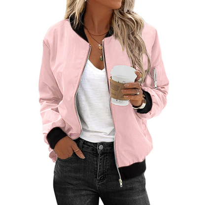 Norvielle Damen Zip Bomberjacke Lässig - Norvielle